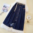 thumbnail image 4 of ZHOGXU Casual Midi Skirts For Womens Solid Color High Waist A Line Button Front With Pocket Outdoor Shopping Dating, 4 of 8