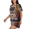 thumbnail image 2 of Wukai Pug dog Yoga Print Women's Pajama Set - Short-Sleeve Top and Shorts with Elastic Waistband and Pockets for Loungewear, Yoga, and Casual Wear-XX-Large, 2 of 8
