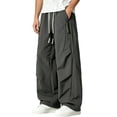 thumbnail image 3 of ZVAVZ Wide Leg Parachute Pants for Men Y2k Baggy Track Pants Fashion Outdoor Sports Pants with Zipper Pockets Dark Gray XXXL, 3 of 10
