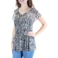 thumbnail image 2 of Lucky Brand Womens Printed Peplum Pullover Blouse, Brown, X-Small, 2 of 3