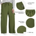 thumbnail image 2 of SWQZVT Womens Pants Plus Size Cargo Pants for Women Lightweight Wide Leg Loose Drawstring Pants Elastic Waist Lounge Pants With Pockets 2XL, 2 of 7