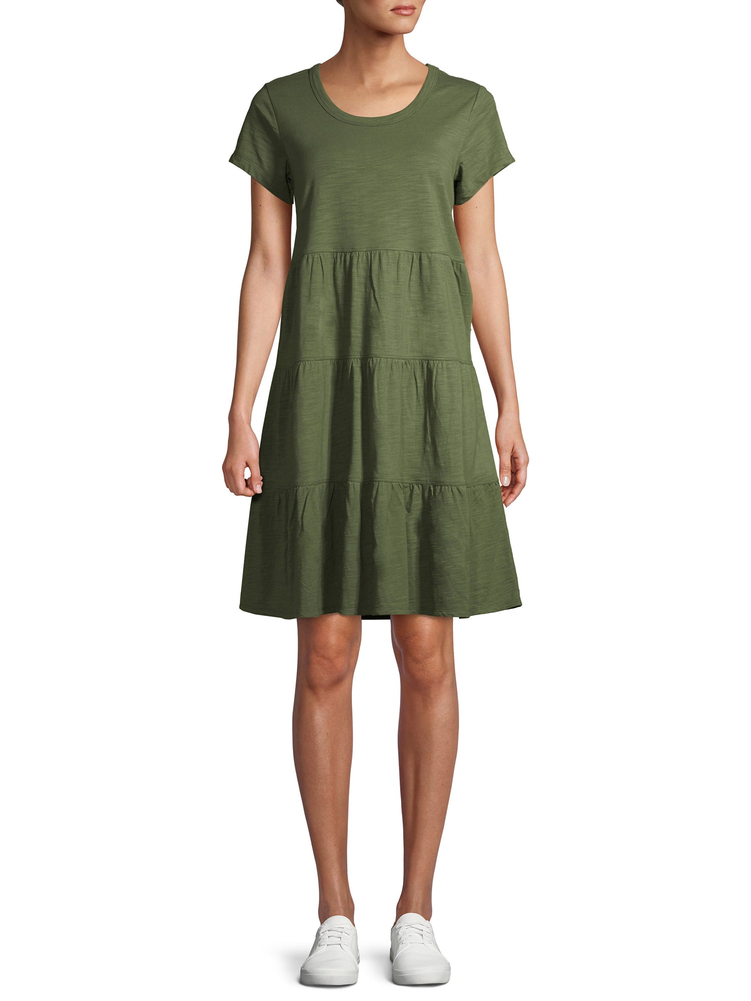 Time and Tru Women's Tiered Knit Dress ...