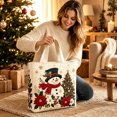 thumbnail image 4 of Quilted Christmas Tote Bag, Eco Friendly Handbag, Large Festive Christmas Snowman Print,Reusable Shopping Bag,Holiday Gift Bag Party Favors Daily Everyday Use, 4 of 5