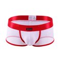 thumbnail image 2 of VONCOS Mens Low Rise Mesh Boxer Briefs Sheer Breathable Everyday Underwear Quick Dry Nylon Spandex No Roll Elastic Waistband White/Red Trim,Size M, 2 of 4
