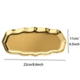 thumbnail image 3 of Oval Tray, Irregular Wavy Edge Metal Jewelry Tray, 8.6X4.3inch Decorative Vanity Tray, Stainless Steel Serving Platter for Dessert Table, Desktop, Bathroom, 3 of 6