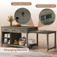 thumbnail image 3 of 60" Extendable Kitchen Island, Closet Island with Drawers and Shelves, Wood Kitchen Prep Table on Wheels with Power Outlets, Coffee Bar Table for Dining Room, Home Bar, 3 of 8