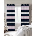 thumbnail image 4 of Pink Navy Blue Striped Blackout Curtains for Bedroom Living Room Darkening Curtains 63 Inches Long Minimalist Abstract Lines Artwork Window Curtain 2 Panels Set Window Treatment Drapes 52"x63", 4 of 9