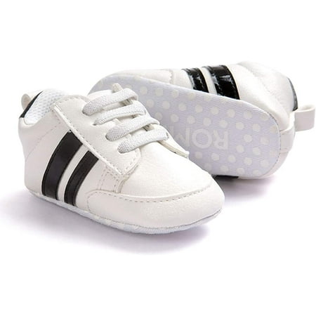 

QWZNDZGR Infant Baby Boys Girls Sneaker Leather Soft Sole Anti-Slip Newborn Toddler White Casual Shoes First Walker Crib Shoes