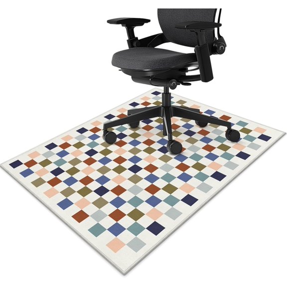 Office Chair Mat for Hardwood Floor Vintage Checkered 36"x48" Computer Gaming Chair Mat Anti-Slip Office Rugs Floor Protector for Rolling Chairs Under Desk Rug for Home Office