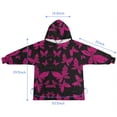 thumbnail image 7 of Black Pink Butterfly Pattern Blanket Hoodies for Kids 6-13YR Oversize Wearable Blanket Hoodies for Boys Girls Teens, 7 of 7