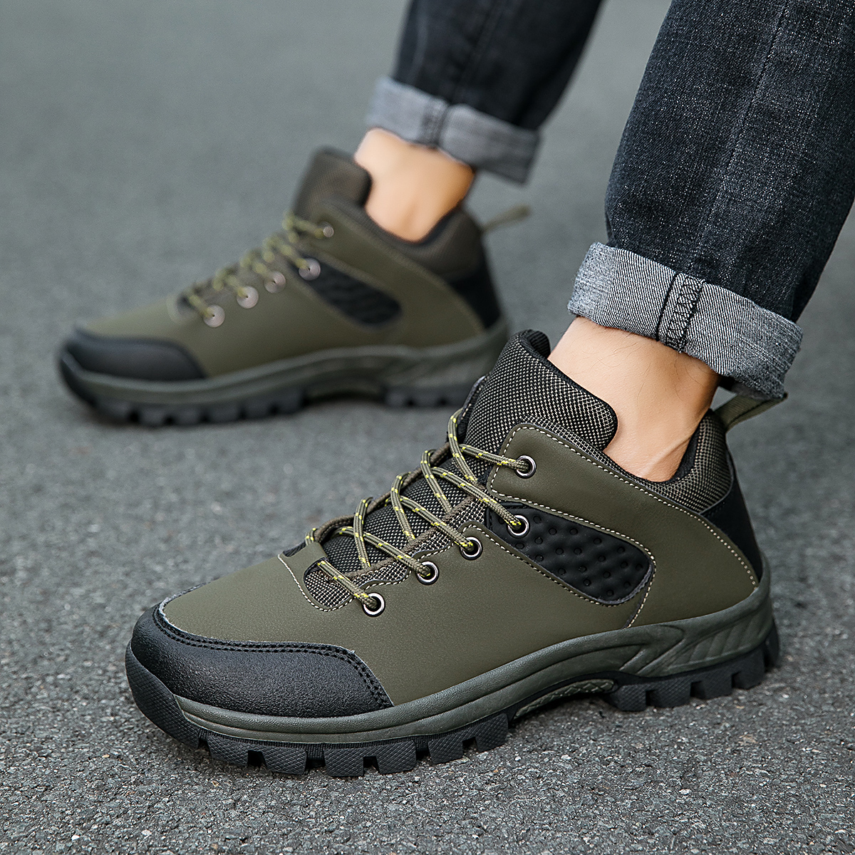 Outdoor Waterproof Men's Hiking Shoes Casual  Leather Man Ankle Boots Male Sport Sneakers Mountain Boots