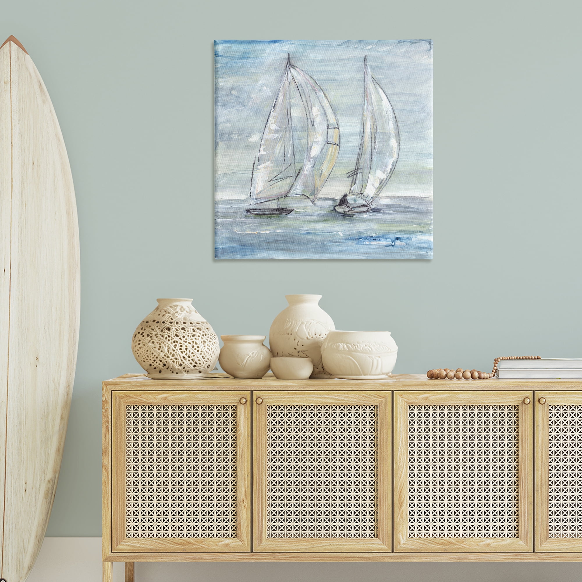 Stupell Industries Windswept Sailboat Duo Nautical & Beach Painting Wrapped Canvas Art Print Wall Art, 36 x 36
