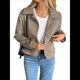 thumbnail image 2 of Chaqueta Blazer Informal para Mujer, de Piel Sintética de Ante con Solapa con Muescas y Botonadura Sencilla. Caqui XL, 2 of 8