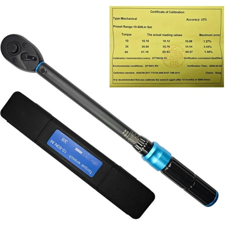3/8 Inch Torque Wrench, 10-60N·m/7.37-44.27ft·lb, Dual-Direction Adjustable 72 Tooth, Torque Wrenches for Precision Work