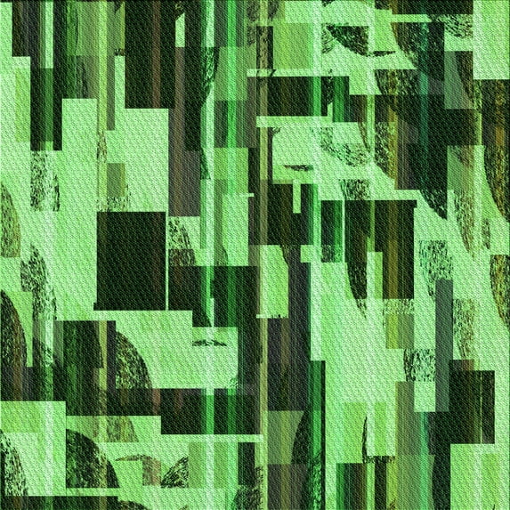 Ahgly Company Indoor Square Patterned Emerald Green Area Rugs, 5' Square