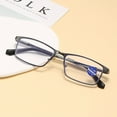 thumbnail image 4 of 2 Pairs of Business Spring Hinges Rectangle Gunmetal Reading Glasses 1.50 for Men Anti-blue Light Presbyopic Glasses Metal Readers +1.50, 4 of 4