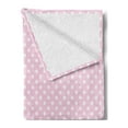 thumbnail image 2 of Polka Dots Soft Flannel Fleece Blanket, Tiny Little Retro Circles Vintage Style Geometric Round Motifs Composition, Cozy Plush for Indoor and Outdoor Use, 50" x 60", White and Pink, by Ambesonne, 2 of 5