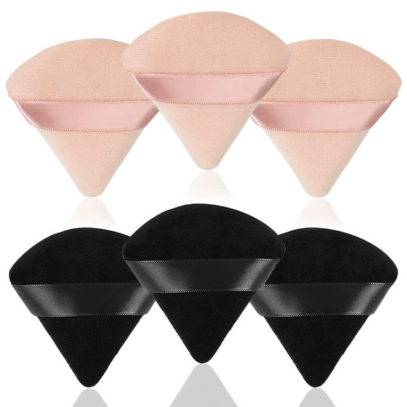 Woeilo 6 Triangle Powr Puff,Makeup Puff for Face Powr,Velour Triangle Sponges for Makeup,Loose Setting Powr Puff powr Sponge Beauty Blenr (Black Flesh)