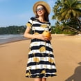thumbnail image 4 of Rateoe Gold Flamingo Pattern Women’s Short Sleeve Dress – Casual Elegant Summer A-Line Dress for Everyday Wear, 4 of 6