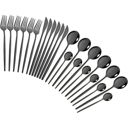 

Hopet 24-Piece Flatware Set Flatware Set for 6 Black and Gold Flatware Stainless Steel Knife Fork Spoon Home Dinnerware Tableware Set for 6 Cutlery Set Include Knives/Forks/Spoons Gold/Black