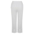 thumbnail image 4 of AOMPMSDX Pants For Women Ladies Casual Loose Cotton And Line Embroidery Casual Soild Colorcropped Elastic Waist Trousers White Casual Shorts XXL, 4 of 8