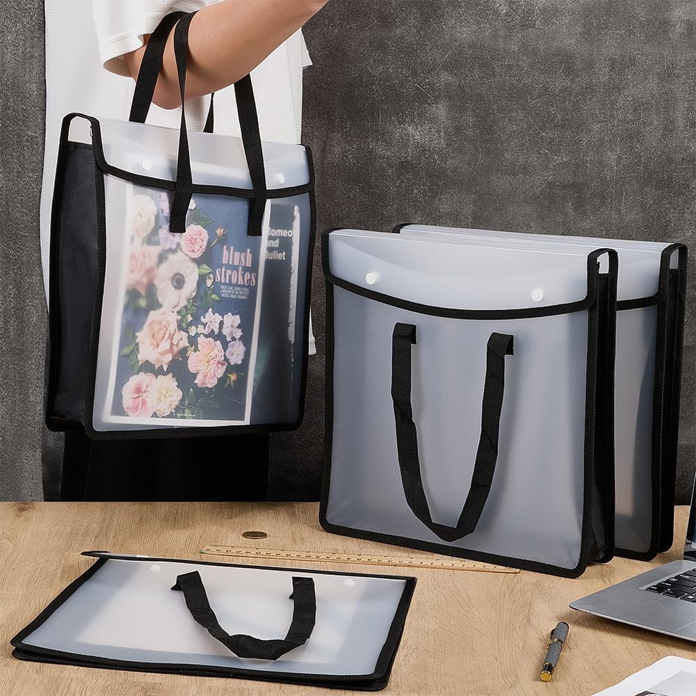 4 Pack Scrapbook Paper Storage Bag 13x3.15x13.58 Inch Art Portfolio Organizer Craft Paper Holder with Clear Window Durable