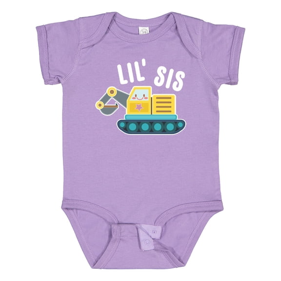 Inktastic Lil Sis in with Bulldozer Girls Baby Bodysuit