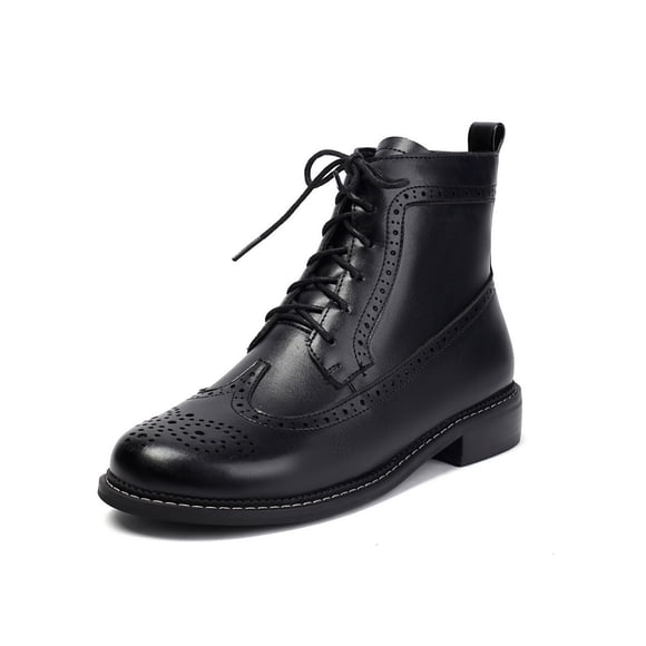 Ankle Boots Burnished Chunky Heel Pull on Mid Calf for Women Casual Daily Walking Four Seasons Wear