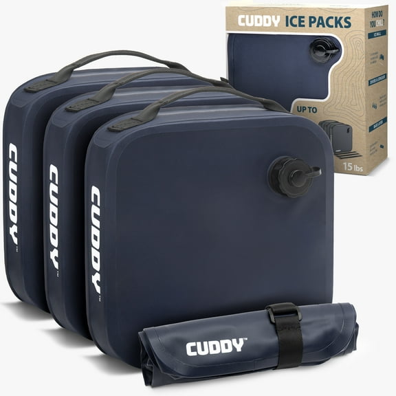 CUDDY Reusable Ice Packs for Coolers - 3 Pack - Premium Long Lasting Freezer Packs for Ice Chest & Camping
