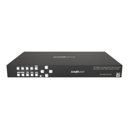 UPC: 0850009357175 | BZBGEAR 4×2 4K UHD Seamless Switcher  Scaler and Multiviewer with Audio De-Embedder and Integrated USB 3.0 Capture Card