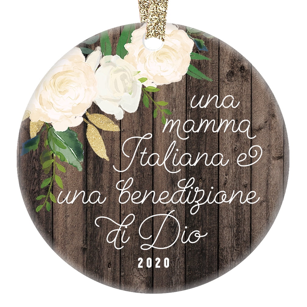 Italian Mother Christmas Ornament Gift For Italian Mom From Son Daughter Una Mamma Italiana E Una Benedizione Di Dio Ceramic Xmas Tree 3 Flat Circle Porcelain With Gold Ribbon Free Box Italian Mother Christmas Ornament Gift For Italian Mom From Son Daughter Una Mamma Italiana E Una Benedizione Di Dio Ceramic Xmas Tree 3 Flat Circle Porcelain With Gold Ribbon Free Box