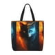 thumbnail image 1 of Balery Red And Blue Fire Cat Bolsa de Mano para Mujeres con Cremallera, Bolsa de Gimnasio con Compartimentos, Bolsa para Laptop, Bolsa para Trabajo, 1 of 7