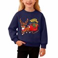thumbnail image 4 of Girls Sweatshirt Kids Festive Fleece Crew Neck Long Sleeve Pullover Sweatshirt Hoodless Top Navy 4-5 Years, 4 of 9