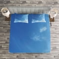 thumbnail image 3 of Ambesonne Sky Quilted Bedspread Set 3 Pcs, Inspirational Sun Rays, Queen Size, Blue White, 3 of 3