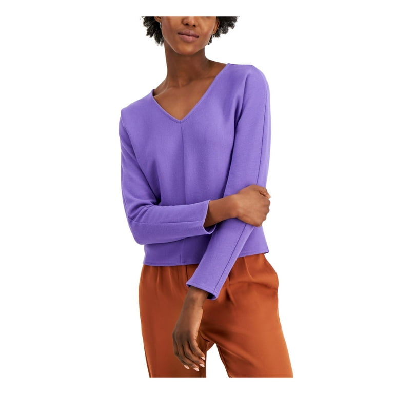 ALFANI Womens Purple V Neck Sweater L Walmart