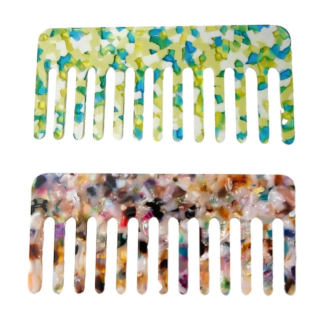 Paquete de 2 peines de celulosa para desenredar el cabello, peine de dientes anchos, cabello rizado Unisex, cabello lacio, cabello mojado