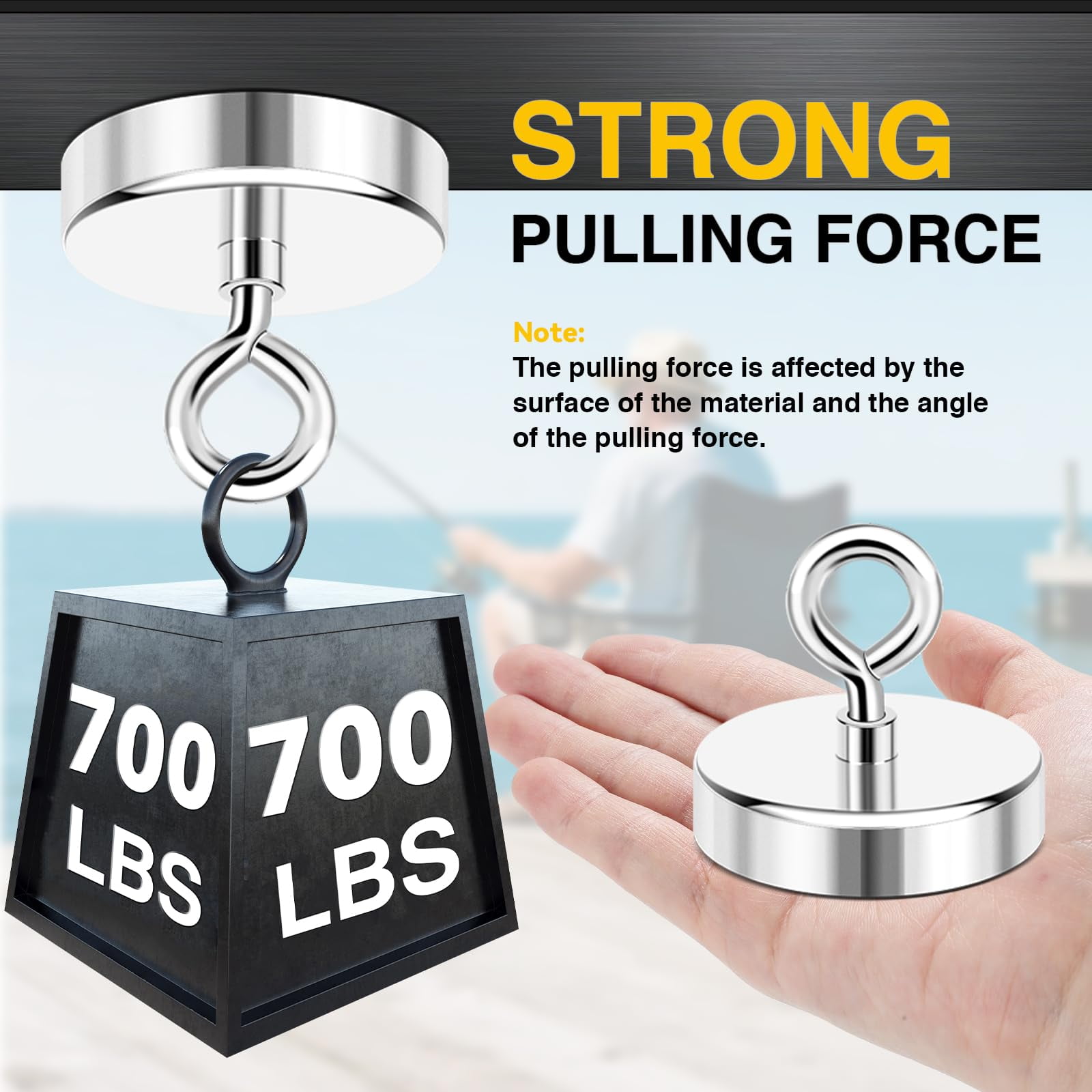 DIYMAG Fishing Magents,700LBS(317KG) Pulling Force Neodymium Fishing Magnet with Countersunk Hole Eyebolt for Retrieving in River an Magnetic Fishing(Dia:2.95in/75mm)