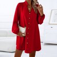 thumbnail image 5 of Lmnyox Shirt Mini Dress for Women Long Sleeve Button Down Short Dress Lightweight Loose Casual Dress, 5 of 7