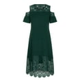 thumbnail image 6 of Brilliant Dresses for Women Clearance Clothes $5.00 Women's Casual Solid Color Plus Size Round-Neck Sexy Lace Short Sleeve Holiday Party/Green, 6 of 7