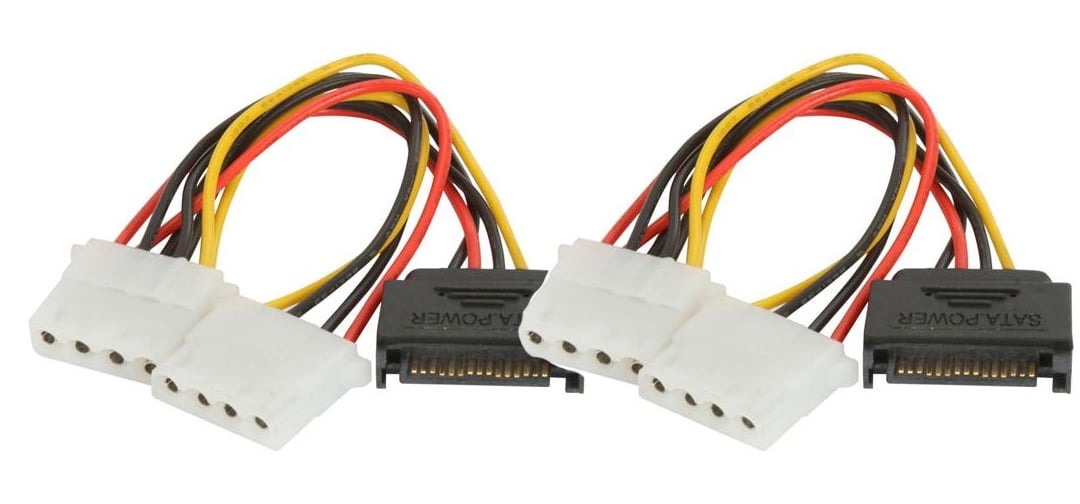 SATA Adapter Splitter Cable Converts a Molex 4 Pin to 2 X 15 Pin SATA