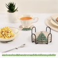 thumbnail image 3 of 6 Pcs Drink Coasters with Holder 3.94in Woven Coasters for Drinks Green Christmas Tree with Baubles Coaster Set for Protection Table, 3 of 7