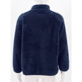 thumbnail image 5 of Miutii Kids Girls Fleece Long Sleeve Jacket Zipper Closure Solid Color Outerwear Winter Warm Casual Navy Blue 110, 5 of 8