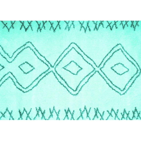 Ahgly Company Machine Washable Indoor Rectangle Solid Turquoise Blue Modern Area Rugs, 5' x 8'