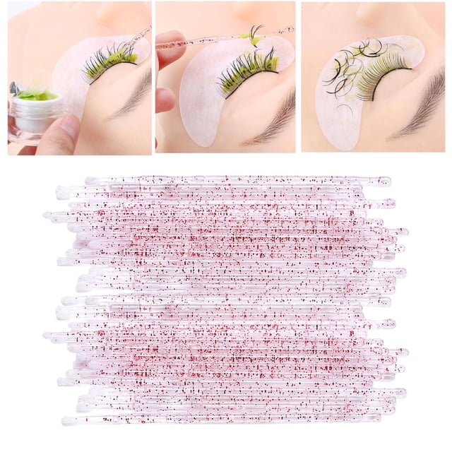 200Pcs Micro aplicadores Cepillos Cepillo de brillo labial desechable de cristal duradero individual Cepillo de pestañas para brillo de limpio rojo