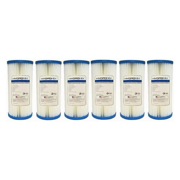 SPC-45-1020 Whole House Sediment Pleated Water Filter, Washable and Reusable, 4.5" x 10" - 20 micron (6 Pack)