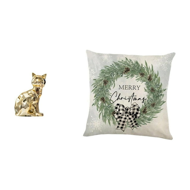 Figura de escritorio,Estatua de gato en estante,escritorio,oficina,decoración del hogar,Figura decorativa de escritorio de cerámica para decoración del hogar,Funda de almohada,Funda de