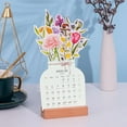 Shkhoas 2pcs Floral Desk Calendar 2025 Mini Pink Standing Motivational
