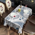 thumbnail image 3 of Blue Paisley and Floral Pattern Rectangle Tablecloth 60"x102",Waterproof Polyester Rectangle Table Cloth, Wipeable Spillproof Polyester Tablecloth for Dining, Camping, Indoor and Outdoor, 3 of 6