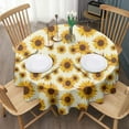 thumbnail image 3 of White Sunflower Round Tablecloth 60" X 60",Wrinkle Wipeable Table Cloth for Kitchen Dining Room Picnic Patio Party, 3 of 6