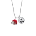 thumbnail image 2 of Delight Jewelry Silvertone Small Red Football Helmet Silvertone Script Initial Disc - R - Charm Necklace, 20"+3", 2 of 4